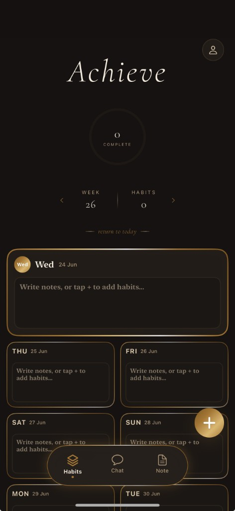 Achieve app weekly view on iPhone